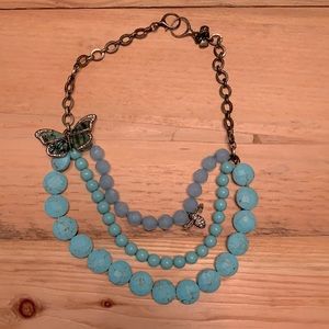 Fossil Turquoise Butterfly & Bee Necklace
